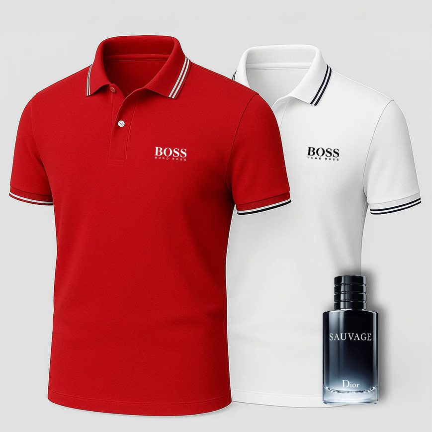 [BUY 1 GET 2] Premiere Polo Shirt Kit – 2 Premium Polos + Free Luxury Fragrance