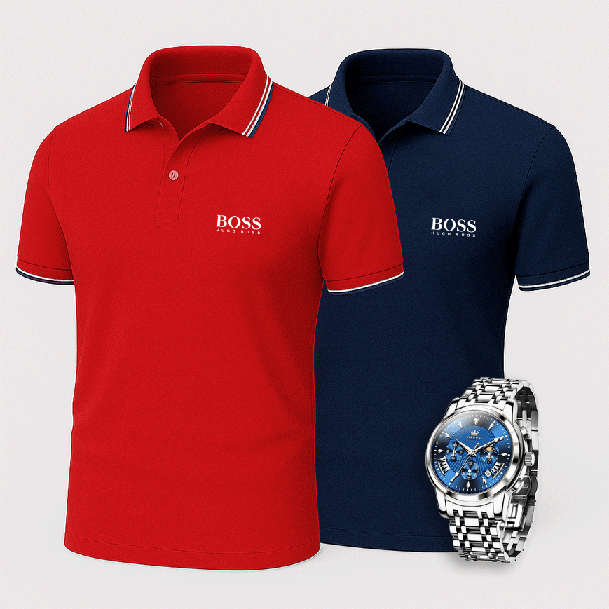 [Buy 2 Pay 1] 2-Pack Premiere Polo Shirts + Exclusive Watch